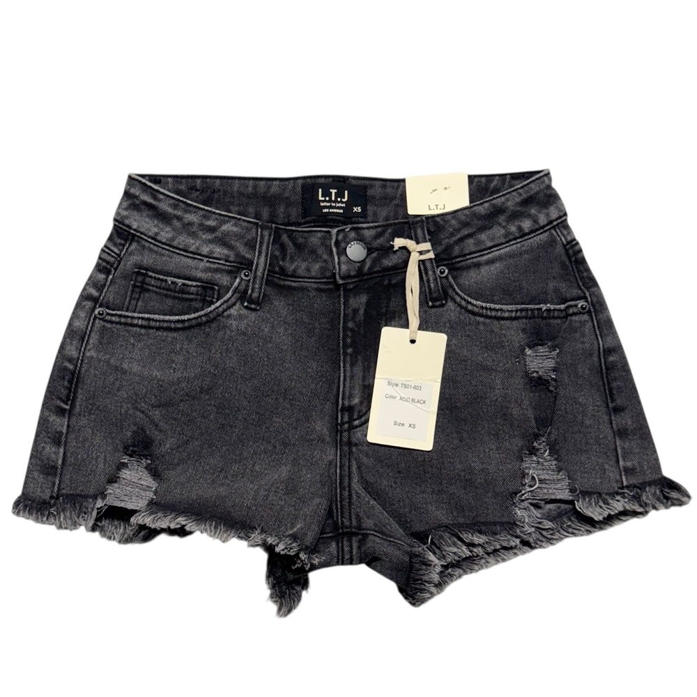 Letter To Juliet Acid Black Wash‎ Shorts Womens XS NWT Casual Distressed Frayed